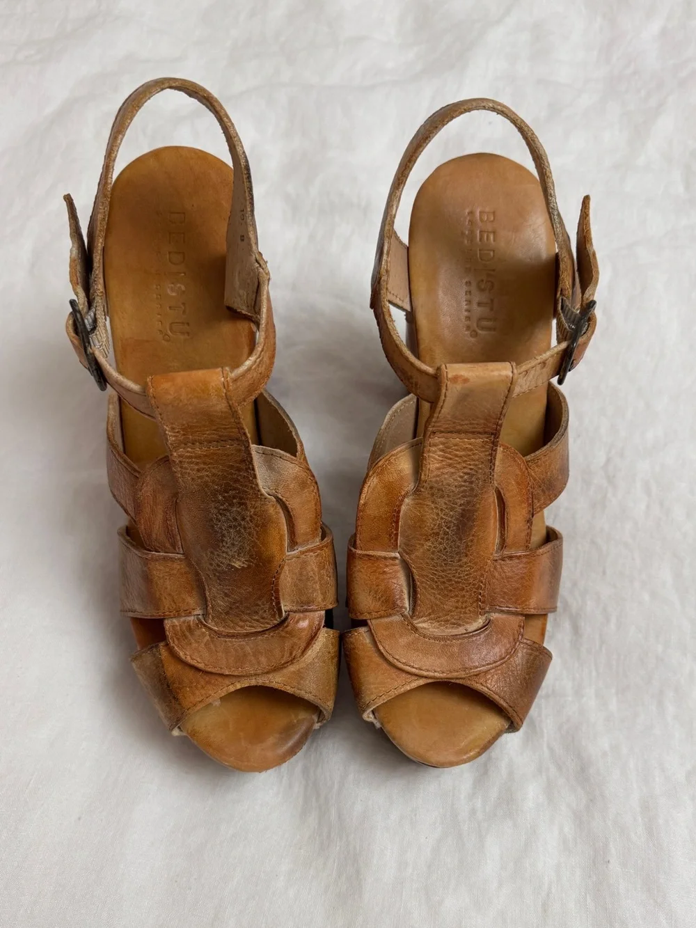 Bed|Stu Leather Wooden Platform Clog Heels Sandals Size 10 Y2K Boho Festival